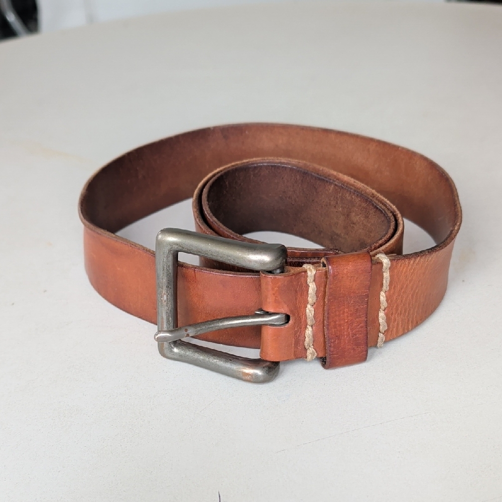 Abercrombie & Fitch Brown Leather Belt with Silver Buckle